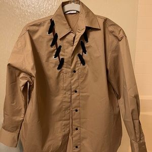 Sandro low-neck shirt trimmed with eyelets